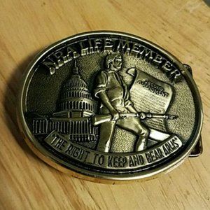 NRA Lifetime Member Belt Buckle -- Solid Brass